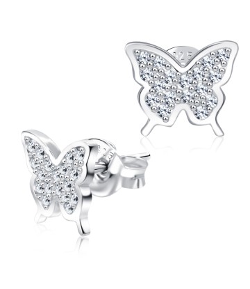 Butterfly Shaped CZ Silver Stud Earring STS-5133